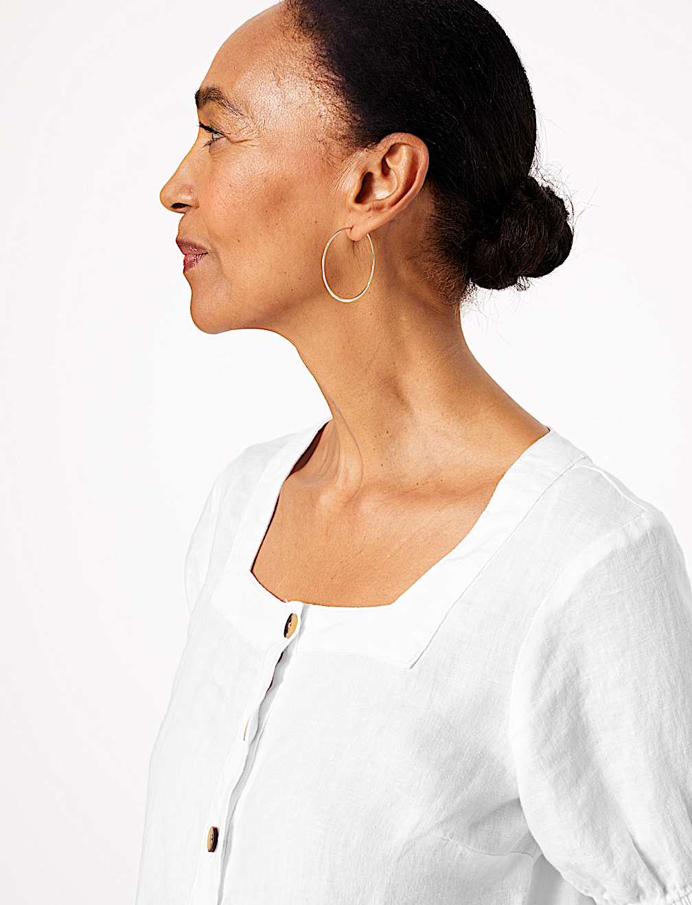 Pure Linen Square Neck Blouse