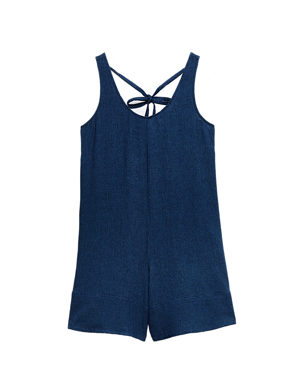 Linen Rich Tie Detail Sleeveless Volume Playsuit
