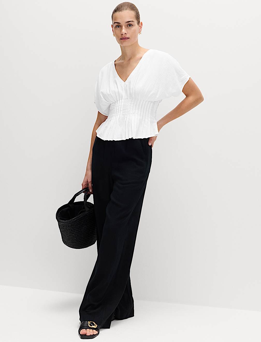 Linen Rich Waisted Top