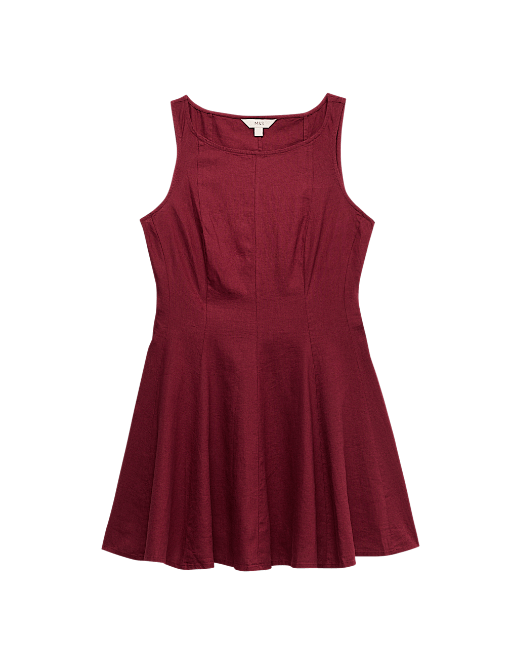 Linen Rich Waisted Mini Shift Dress