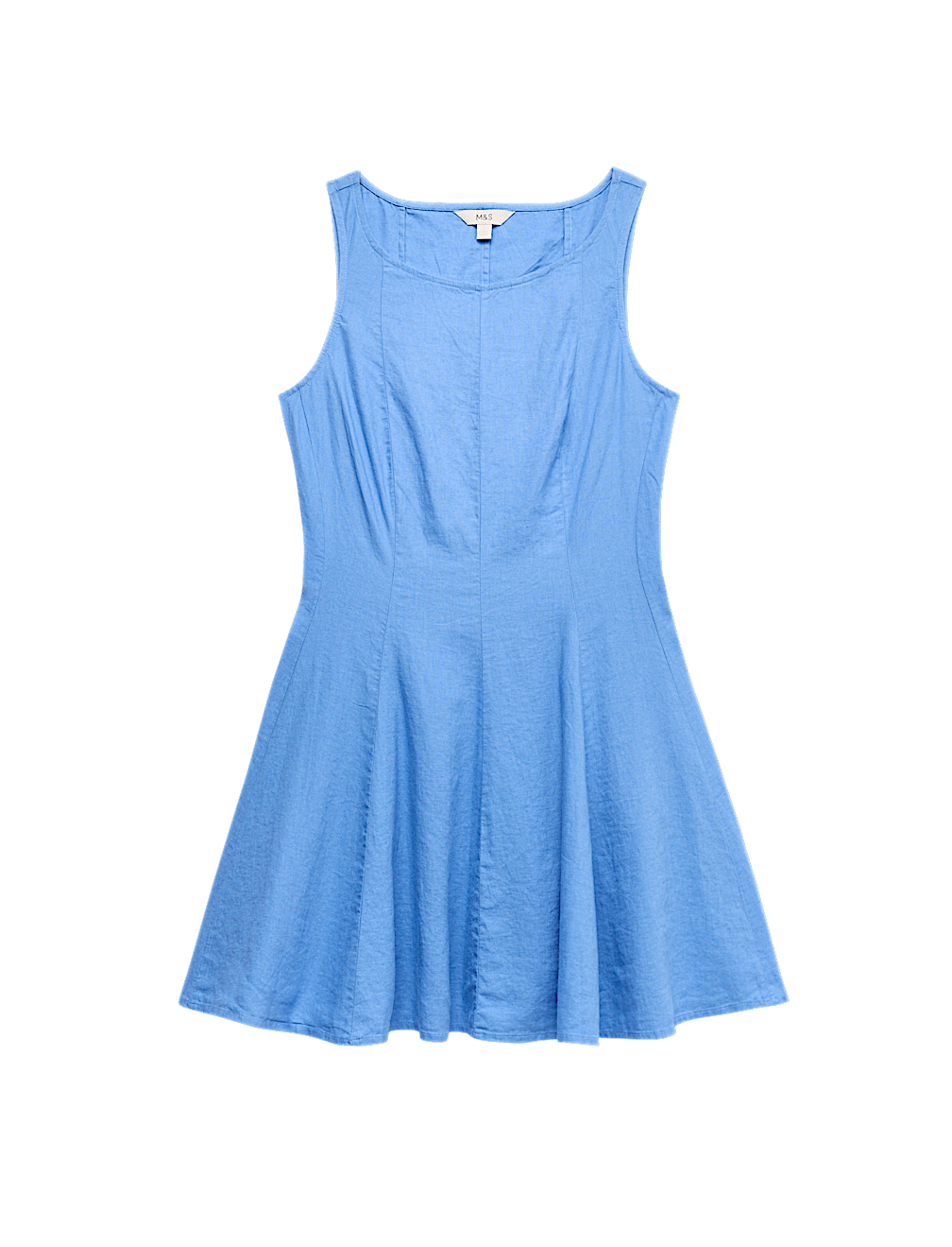 Linen Rich Waisted Mini Shift Dress