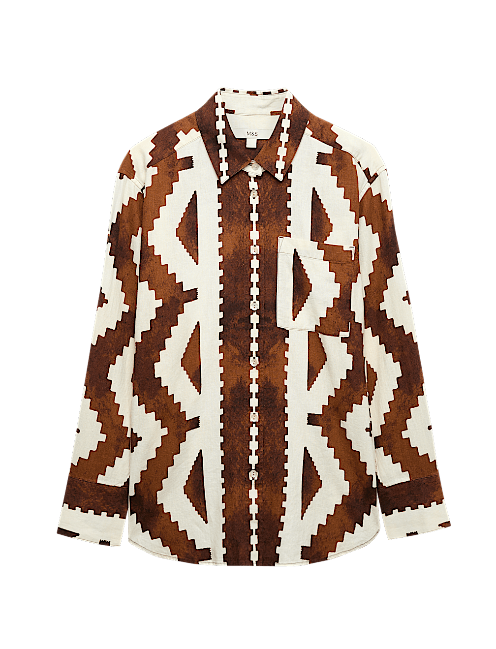 Linen Rich Geometric Collared Shirt