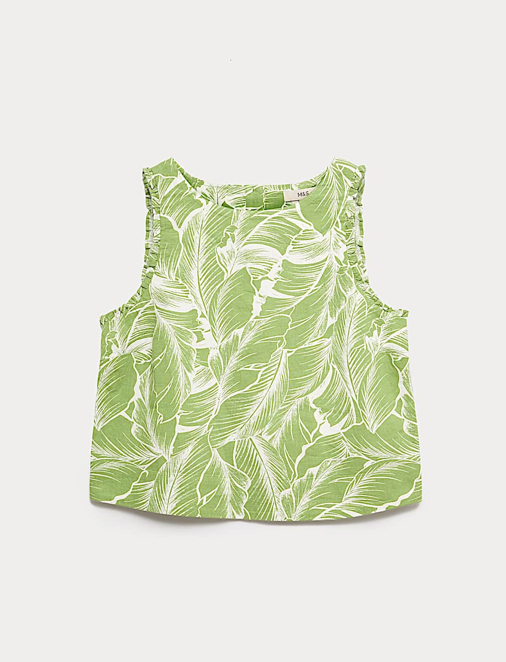 Linen Rich Leaf Print Vest Top