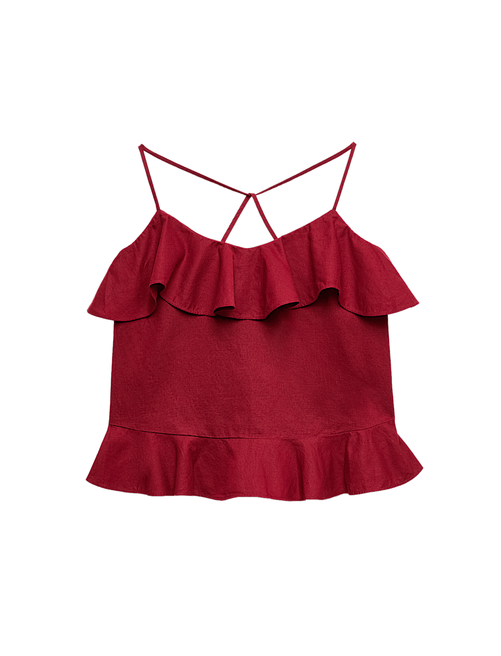 Linen Cotton Blend Ruffle Cami Top