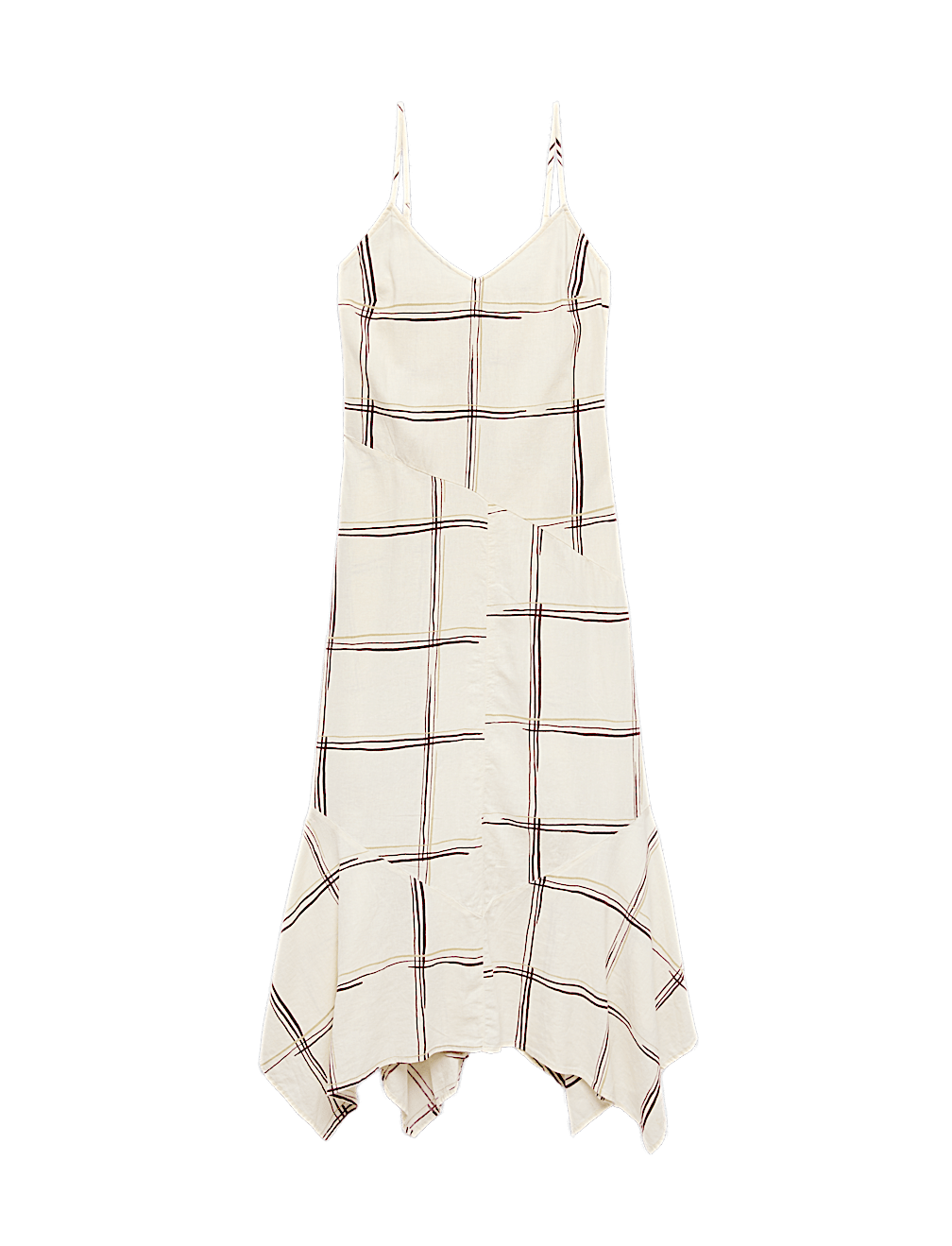Linen Rich Printed V-Neck Hanky Hem Dress