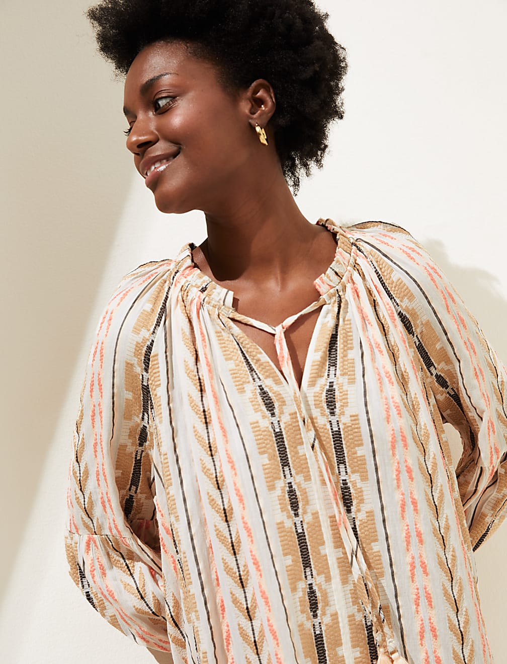 Cotton Blend Jacquard Beach Cover Up Kaftan