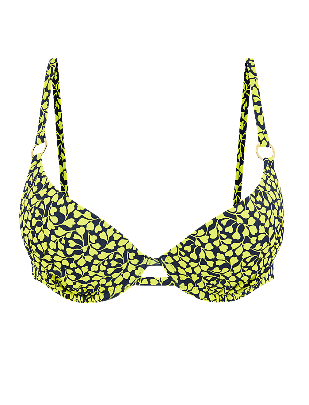Mini Leaf Padded Wired Plunge Bikini Top