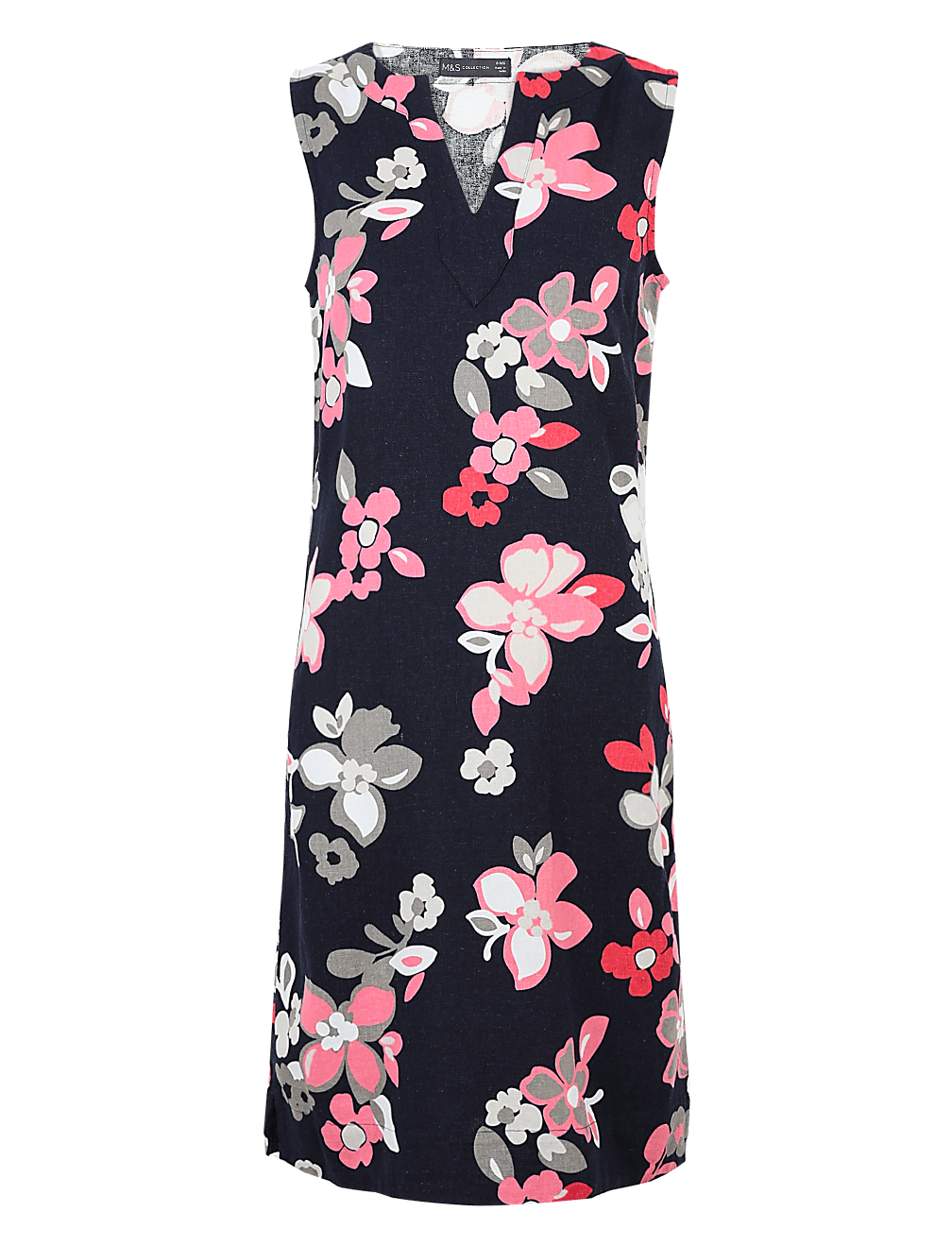 Linen Blend Floral Shift Dress