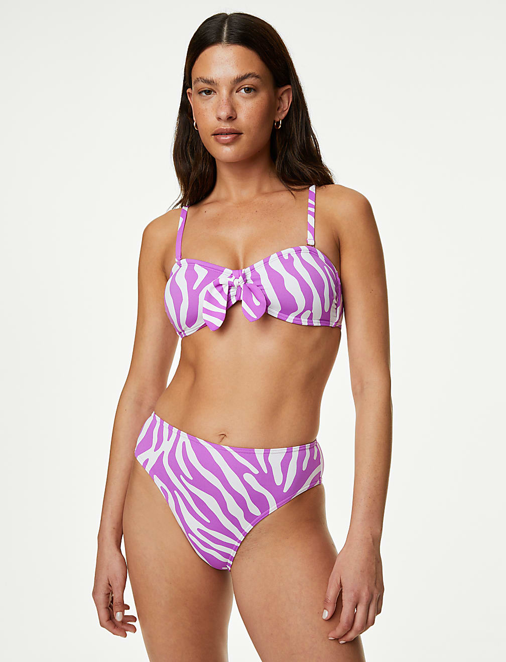 Printed High Waisted Bikini Bottoms