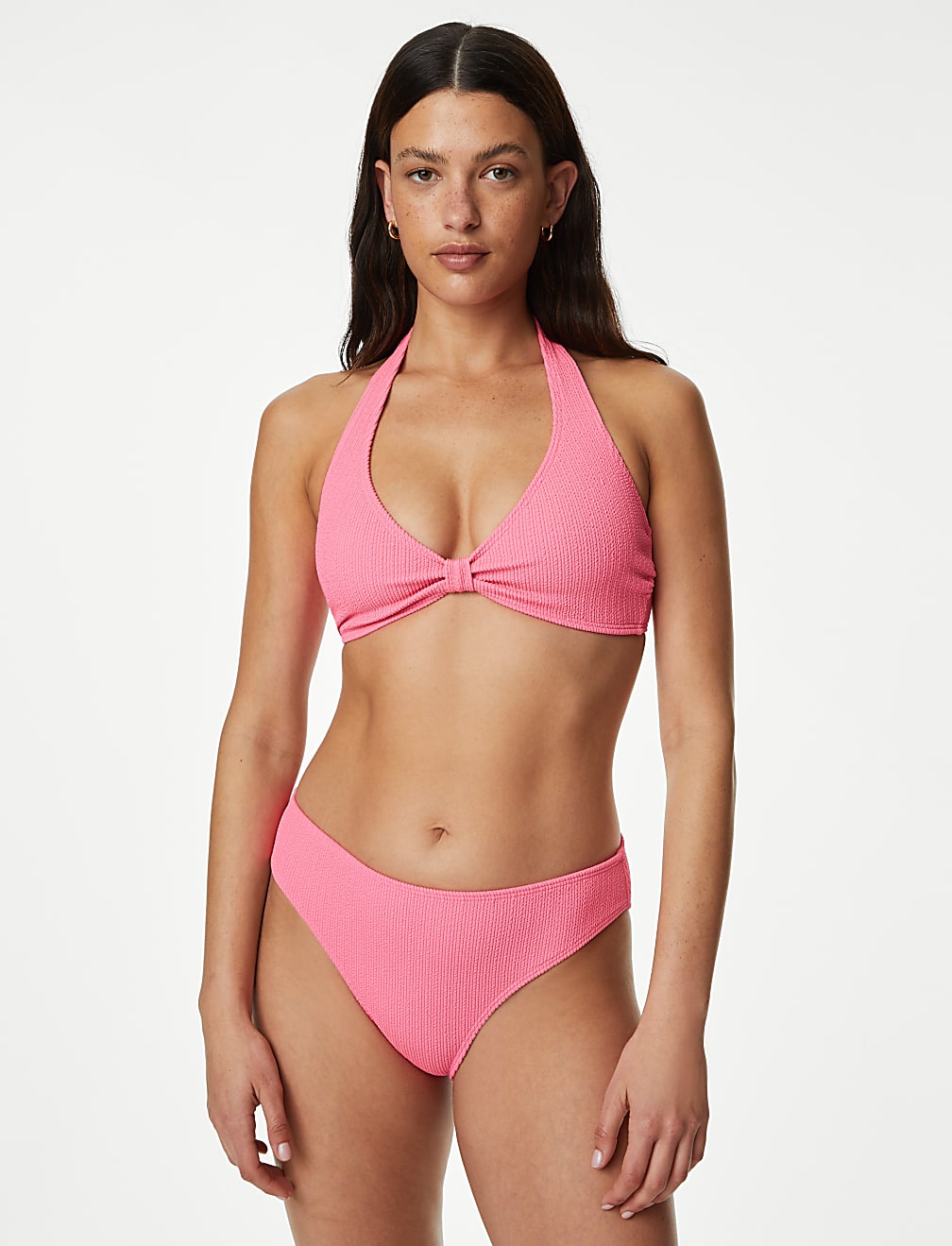 Textured Knot Front Bikini Top