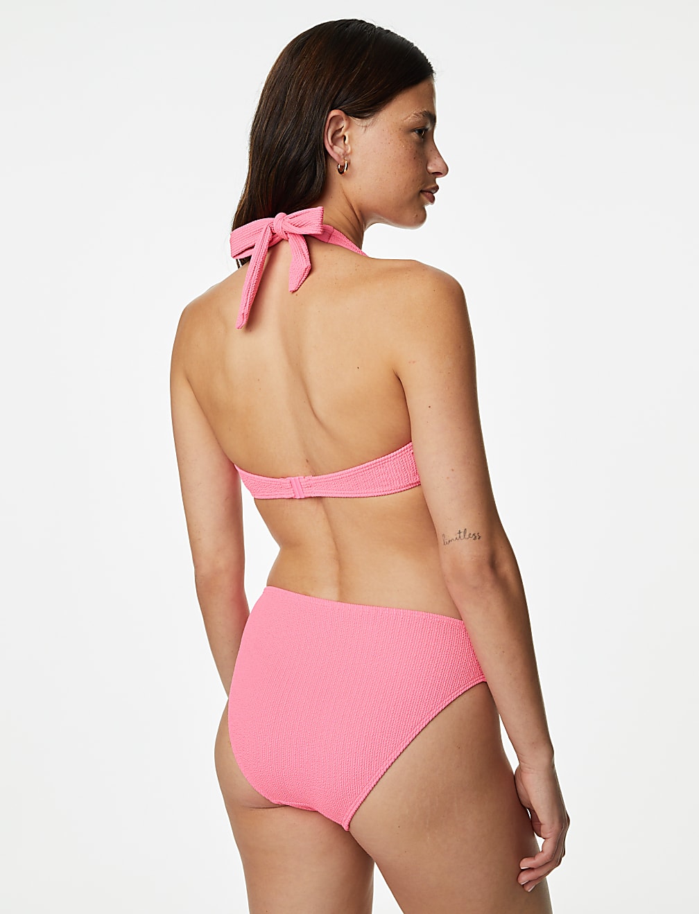 Textured High Leg Bikini Bottoms
