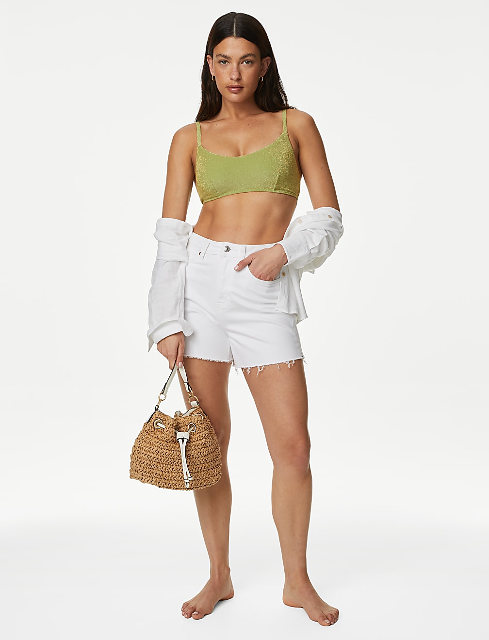 Padded Sparkle V-Neck Bikini Top
