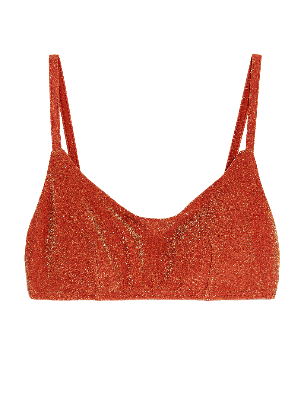 Padded Sparkle V-Neck Bikini Top