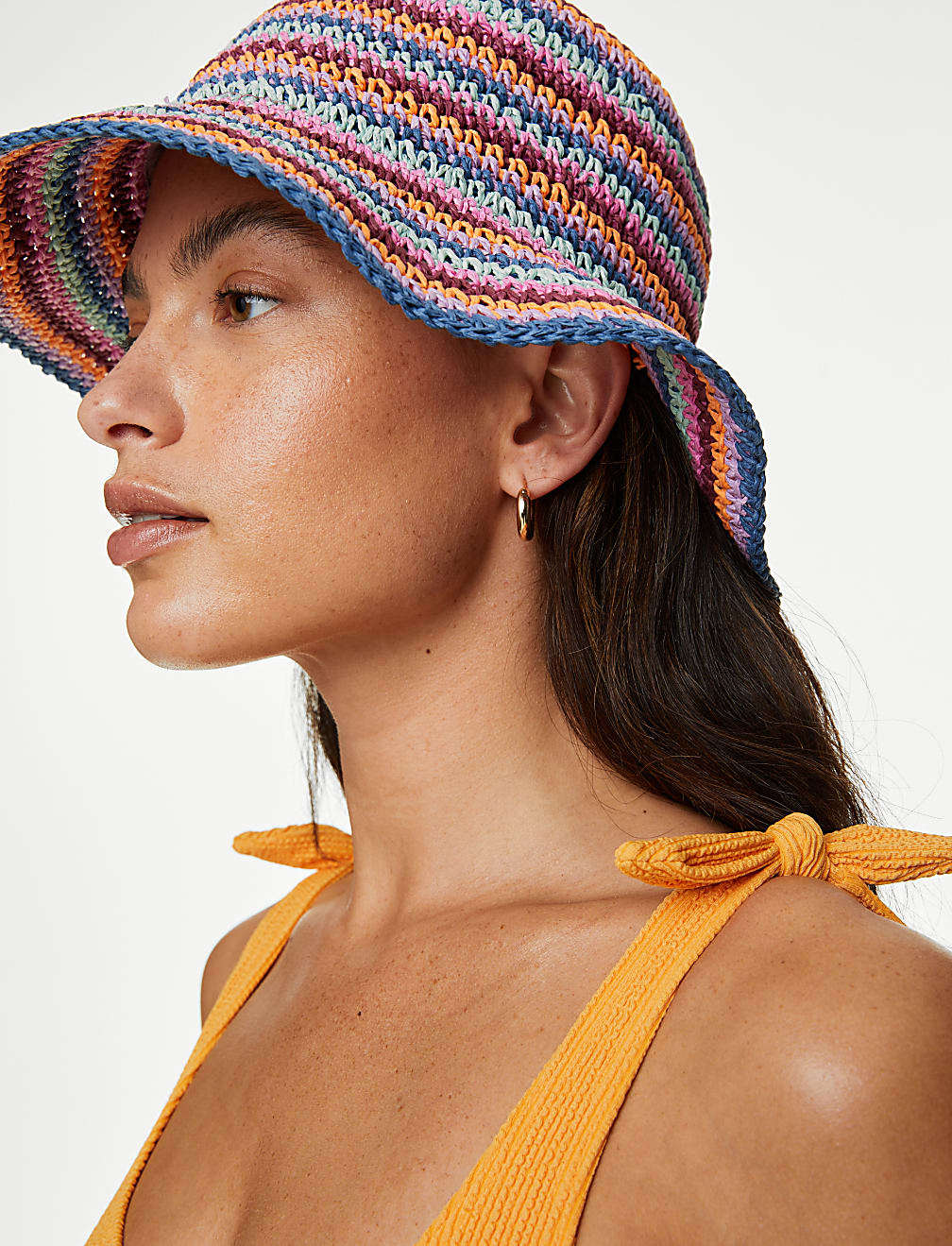 Textured Tie Shoulder Swimsuit