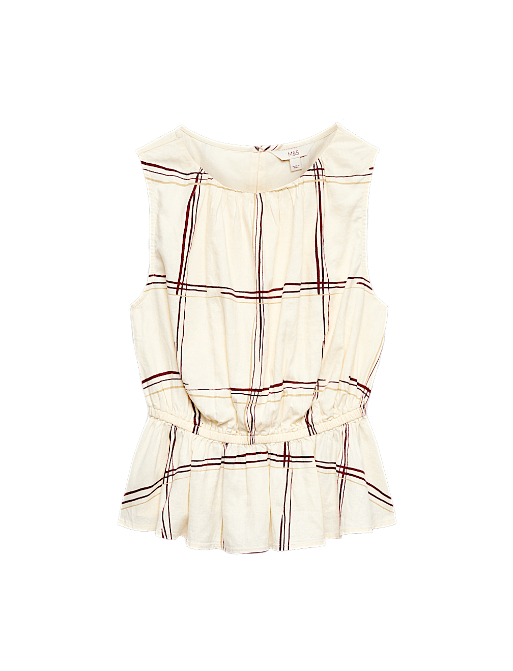 Linen Rich Printed Waisted Ruched Top