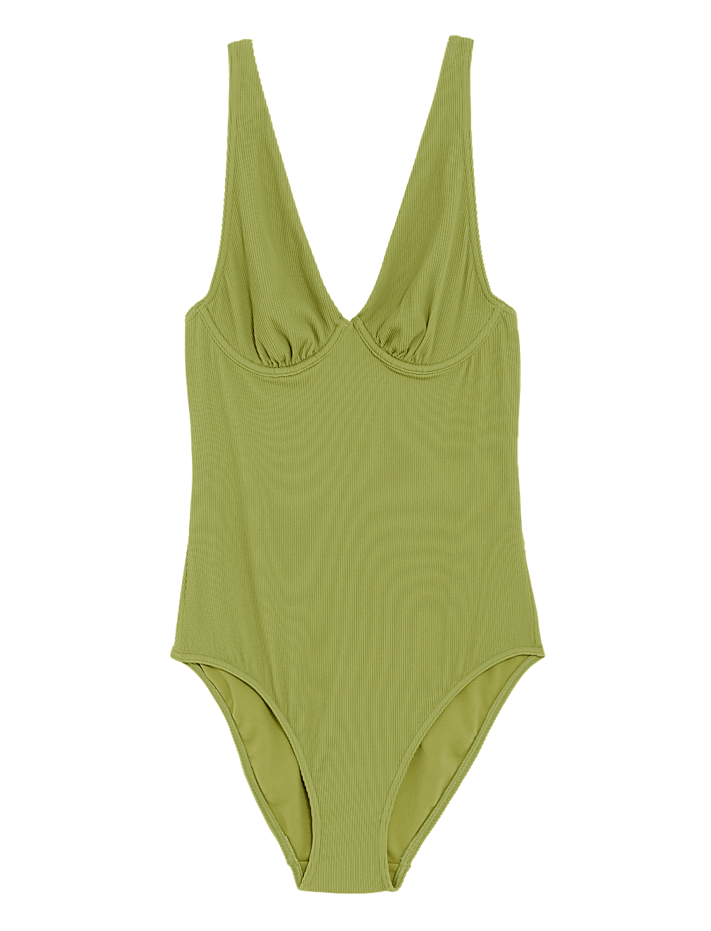 Ribbed Wired Plunge Swimsuit