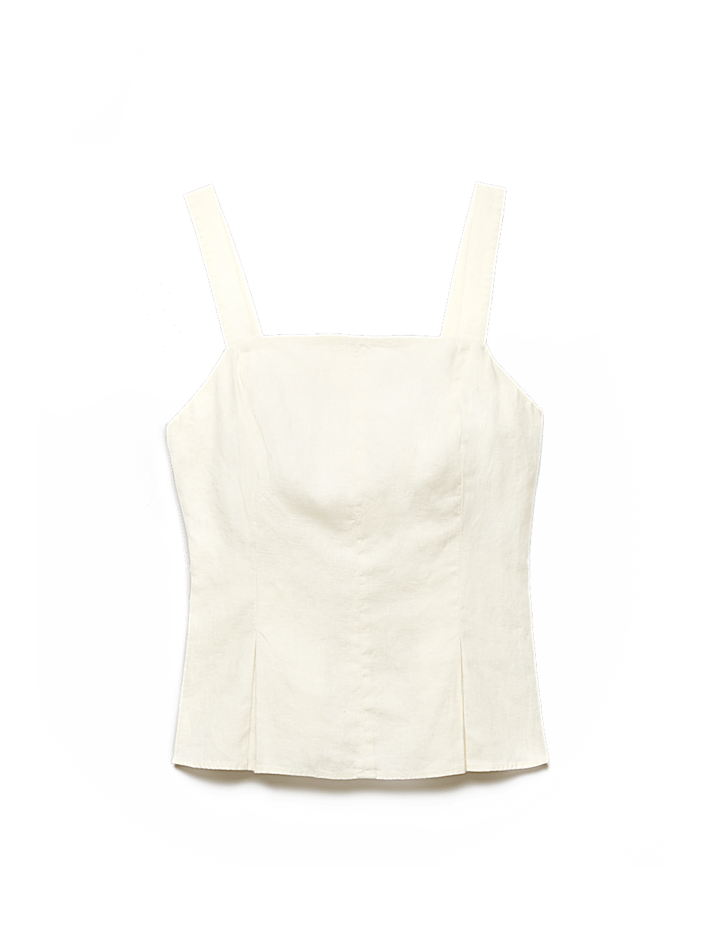 Pure Linen Square Neck Panelled Peplum Top