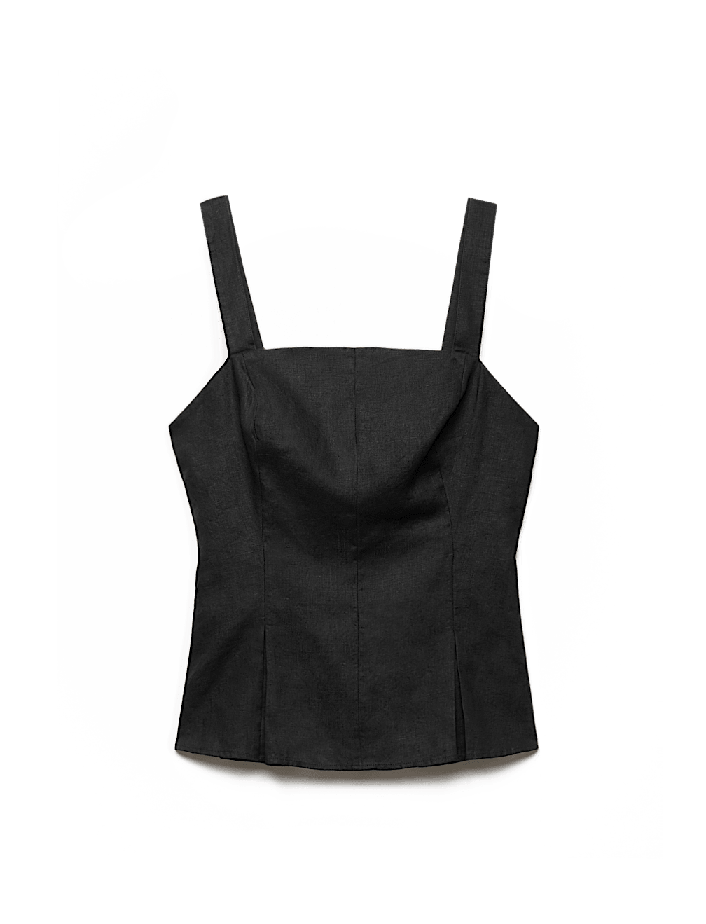 Pure Linen Square Neck Panelled Peplum Top