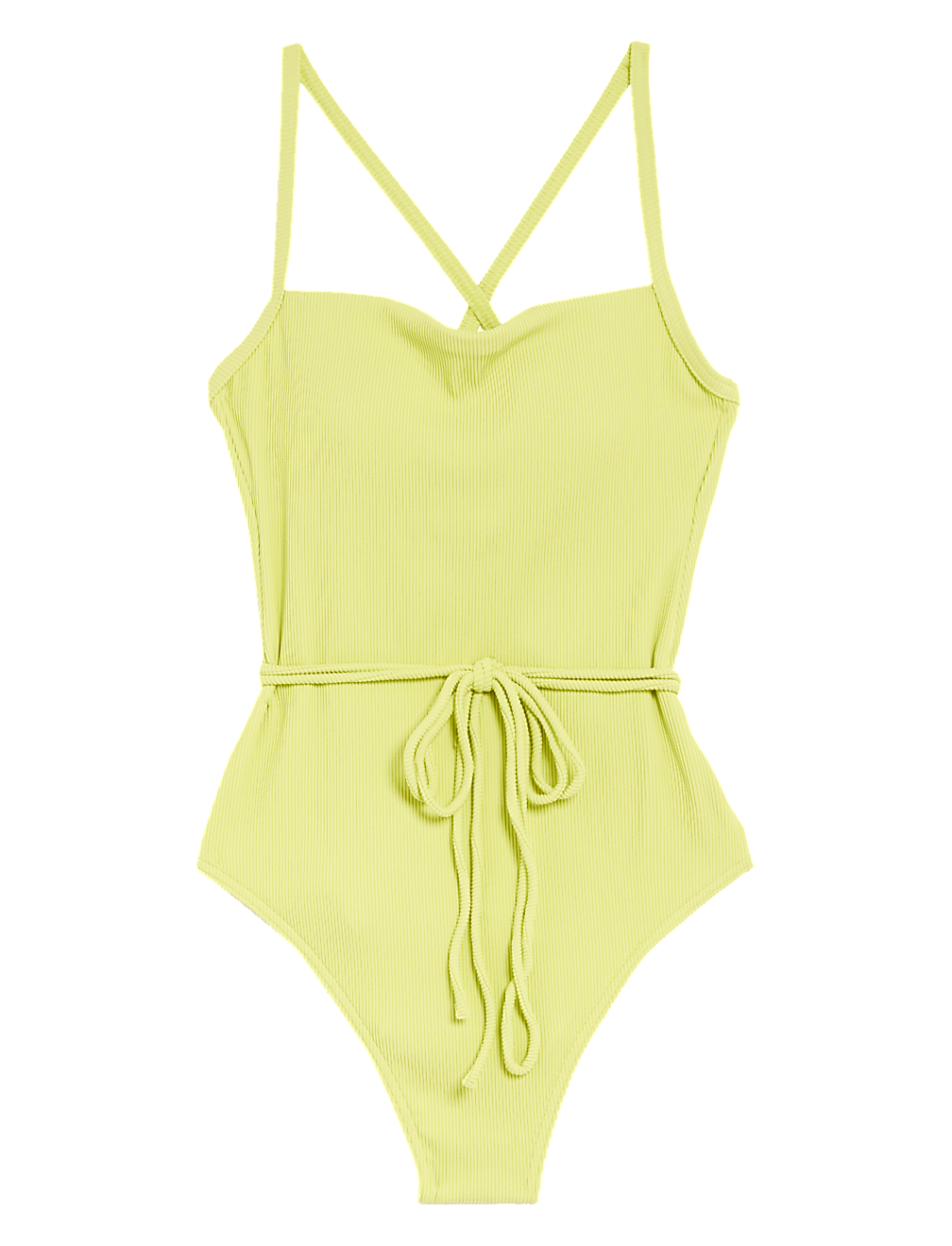 Ribbed Padded Square Neck Swimsuit
