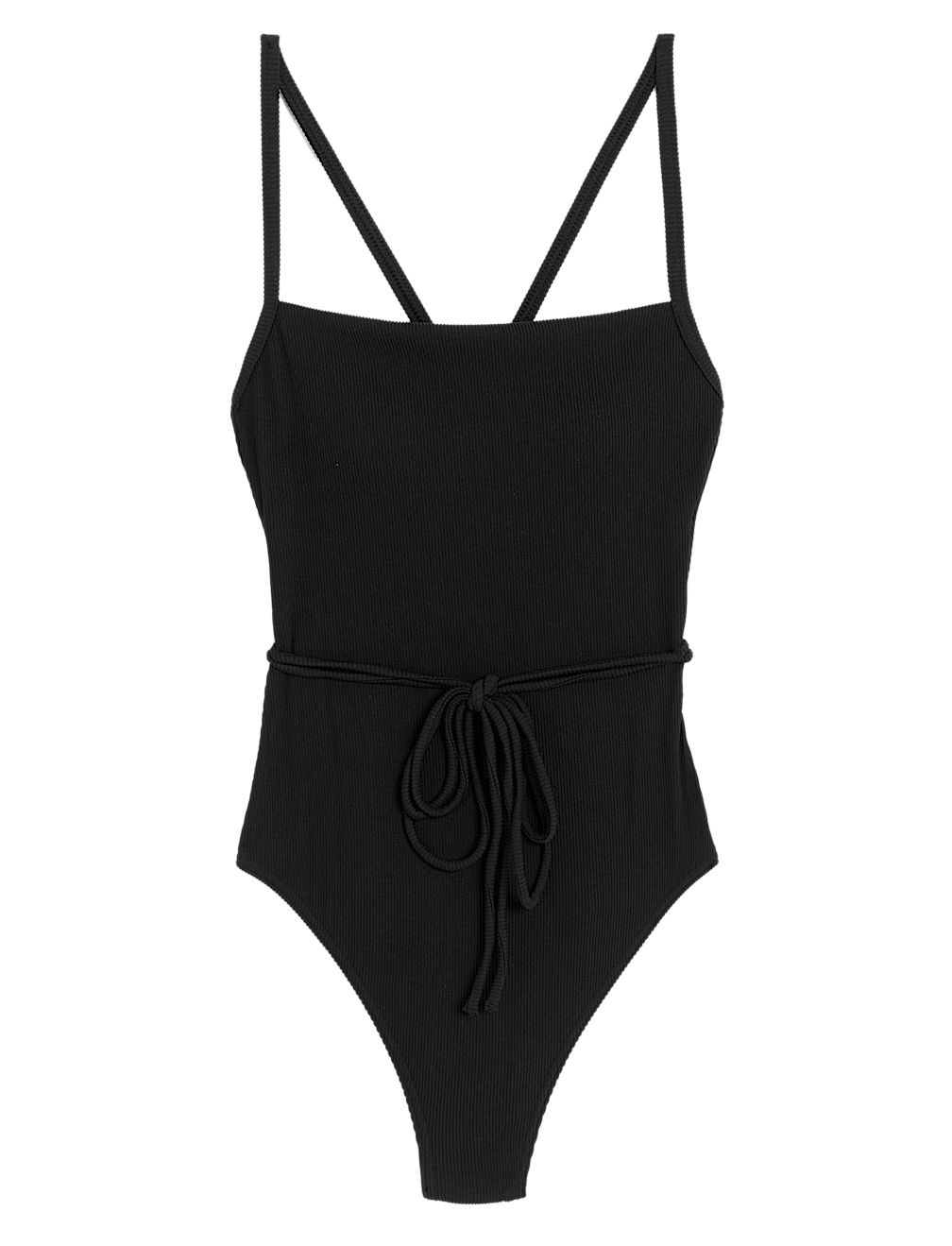 Ribbed Padded Square Neck Swimsuit