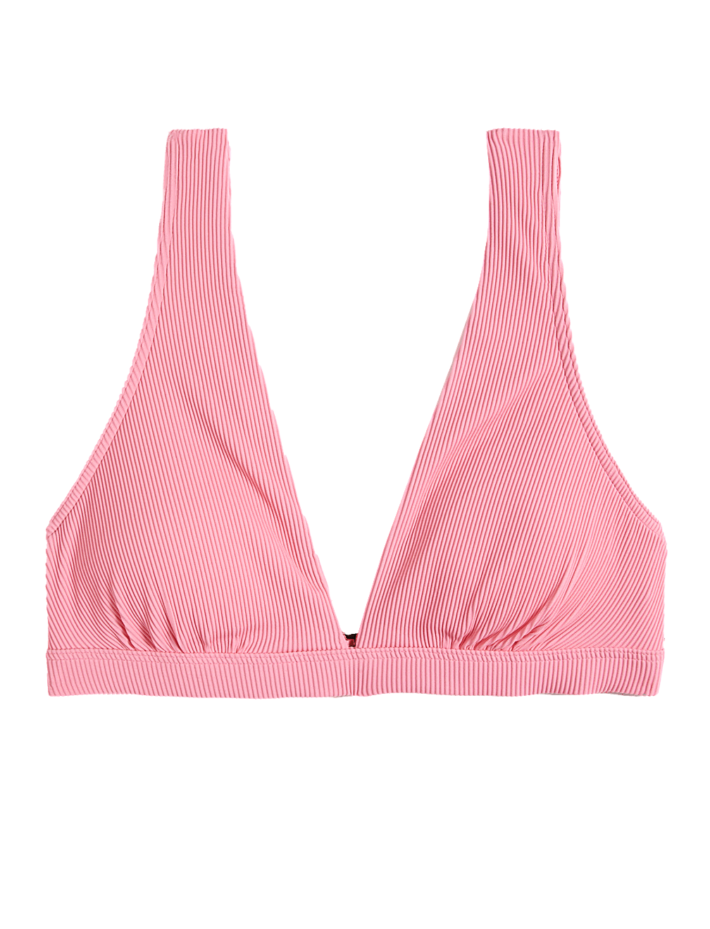 Ribbed Padded Plunge V-Neck Bikini Top