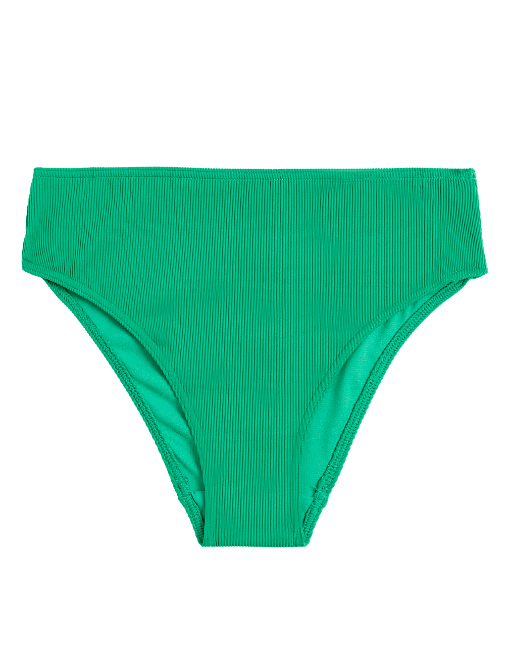 Ribbed High Waisted High Leg Bikini Bottoms
