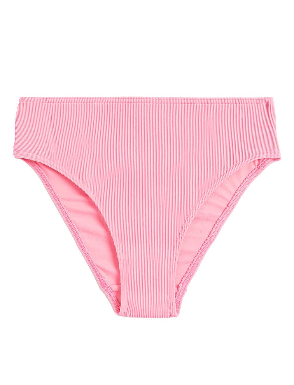 Ribbed High Waisted High Leg Bikini Bottoms