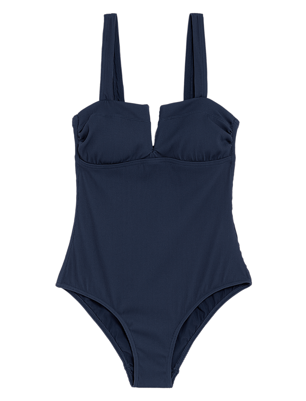 Tummy Control Ribbed Padded V-Neck Swimsuit