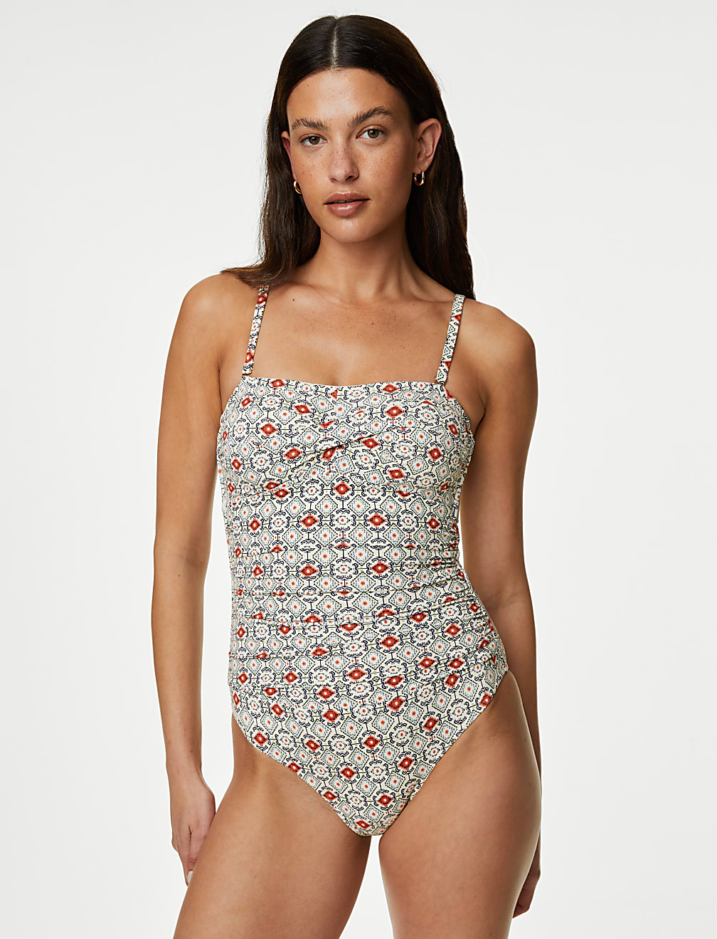 Tummy Control Printed Bandeau Swimsuit