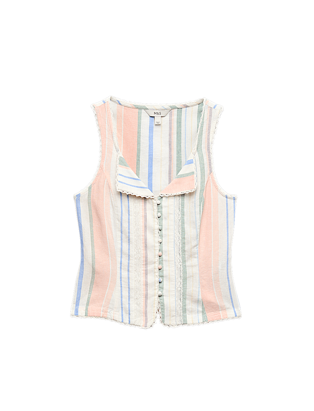 Linen Rich Lace Insert Corset Top