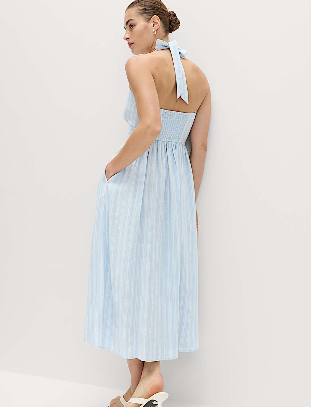 Linen Rich Halterneck Maxi Dress