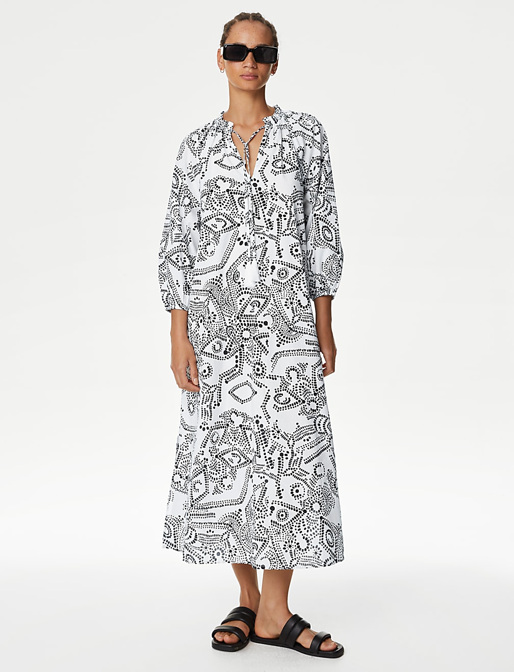 Pure Cotton Printed Midi Kaftan Dress