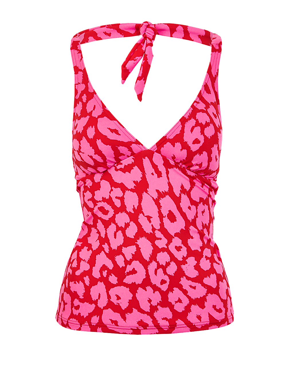 Animal Print Halter Neck Tankini Top