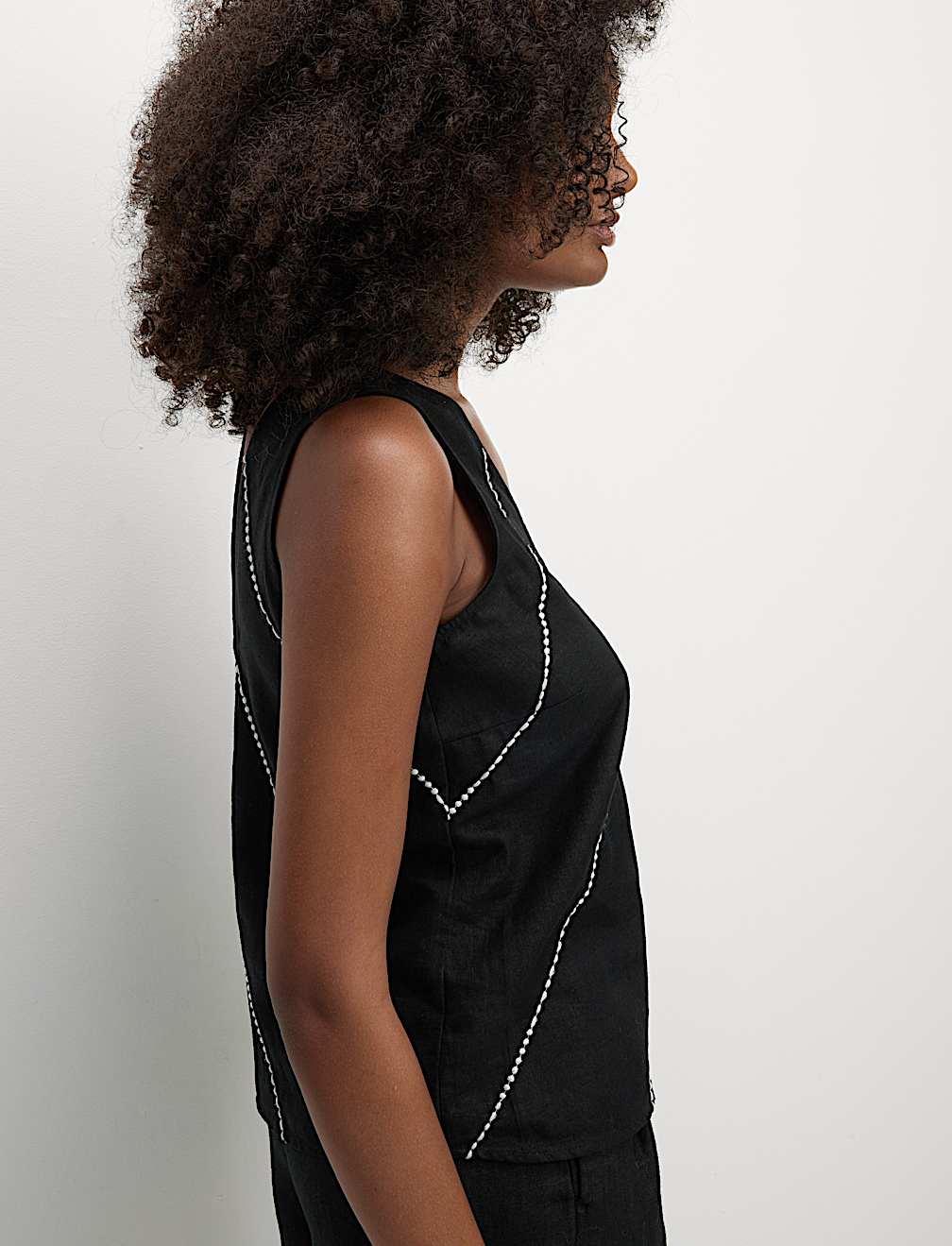 Linen Rich Stitch Detail Top