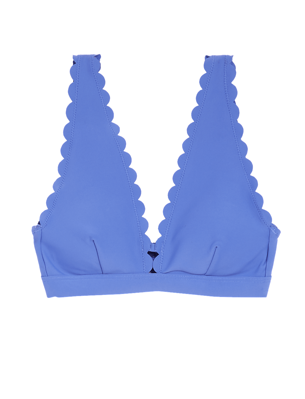 Neoprene Padded Scallop Plunge Bikini Top