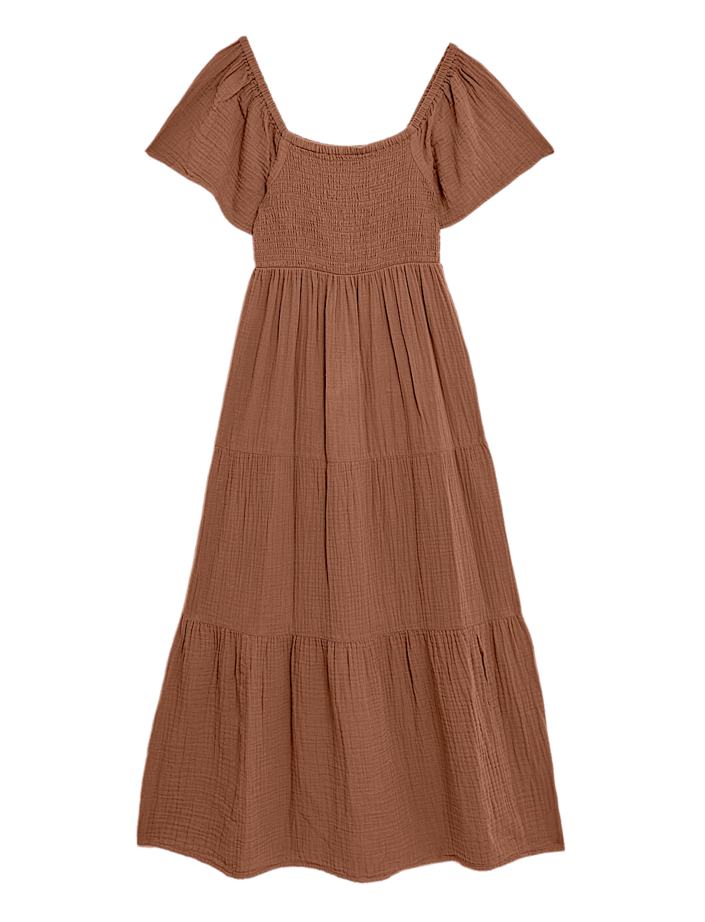 Pure Cotton Square Neck Midi Beach Dress
