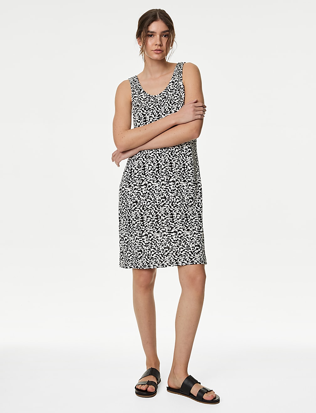 Jersey Printed Knee Length Slip Dress