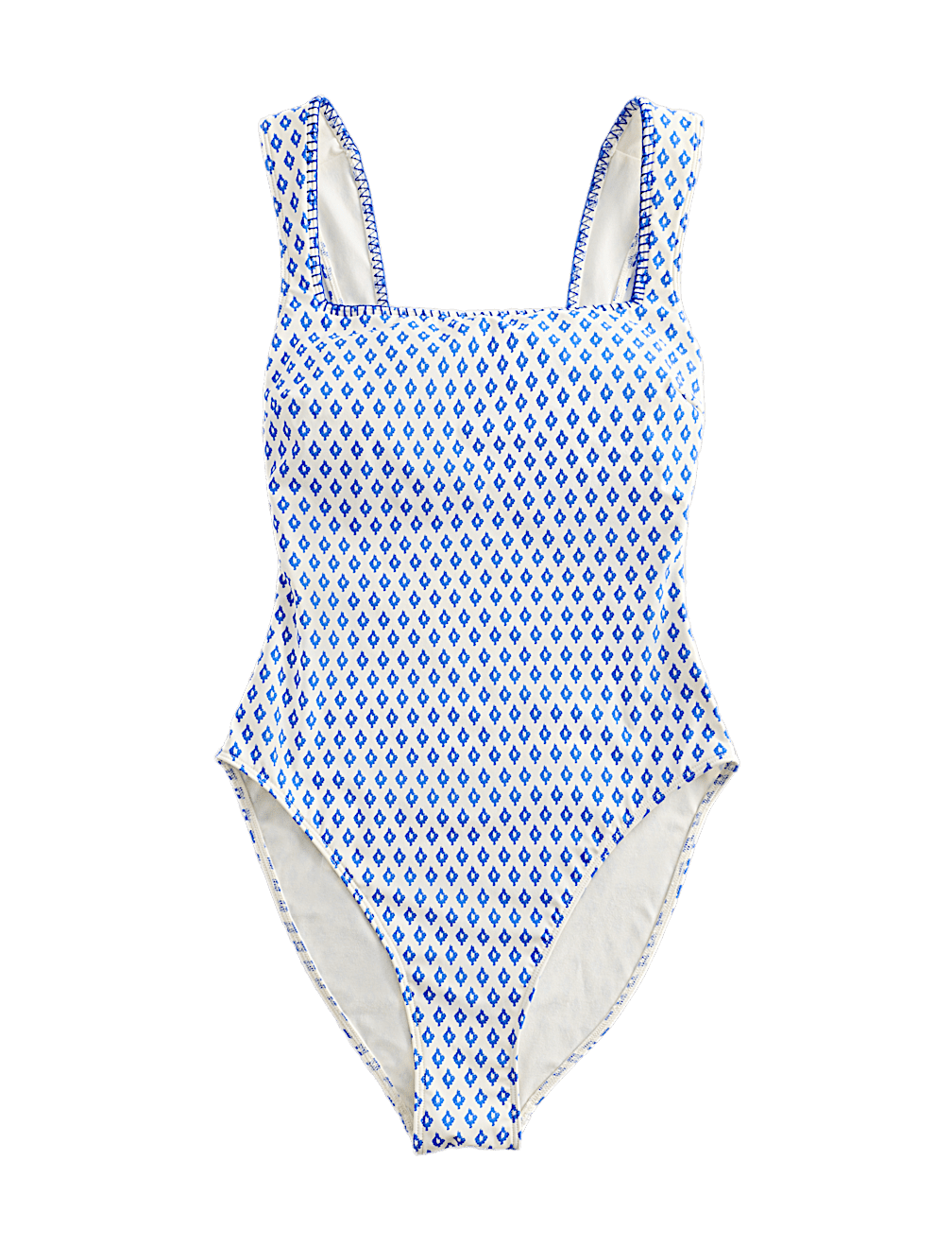 Printed Padded Wide Strap Square Neck Swimsuit