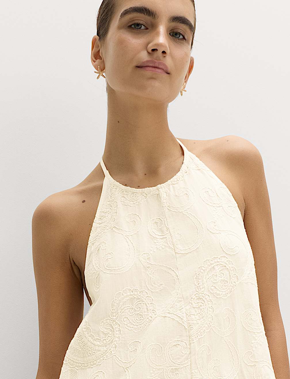 Paisley Embroidered Mini Beach Dress