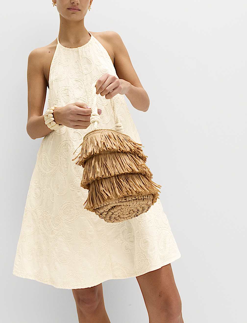 Paisley Embroidered Mini Beach Dress