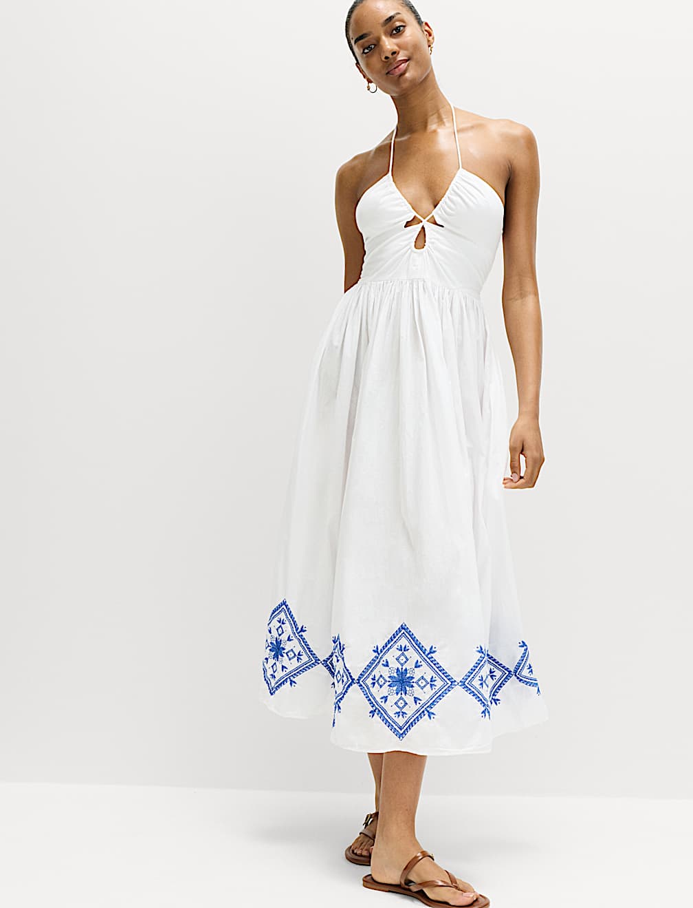 Cutout Embroidered Midaxi Beach Dress