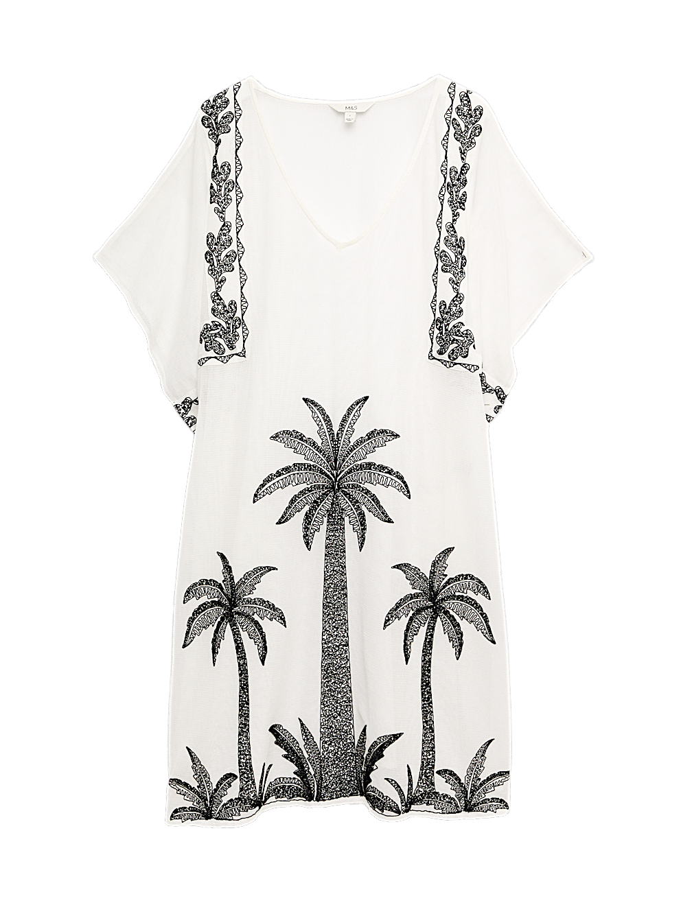 Cotton Rich Embroidered Mini Kaftan Dress