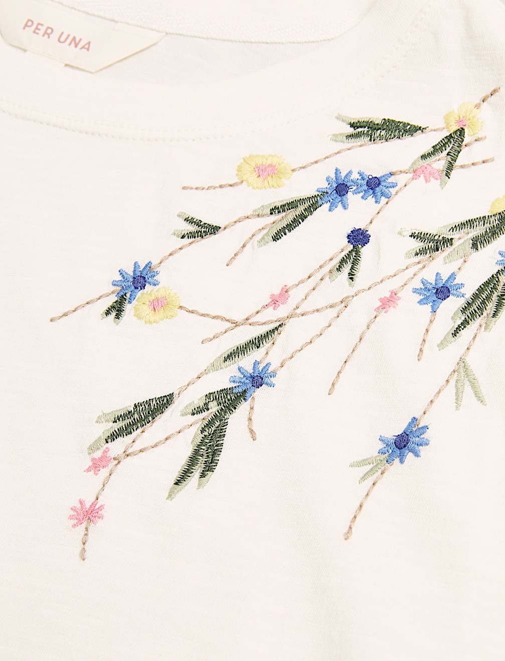 Pure Cotton Embroidery Round Neck Top