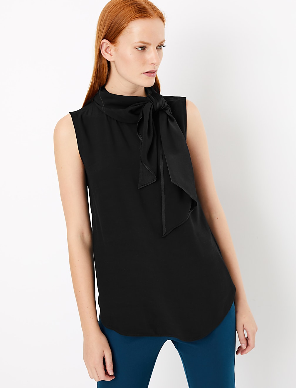 Scarf Neckline Sleeveless Shell Top