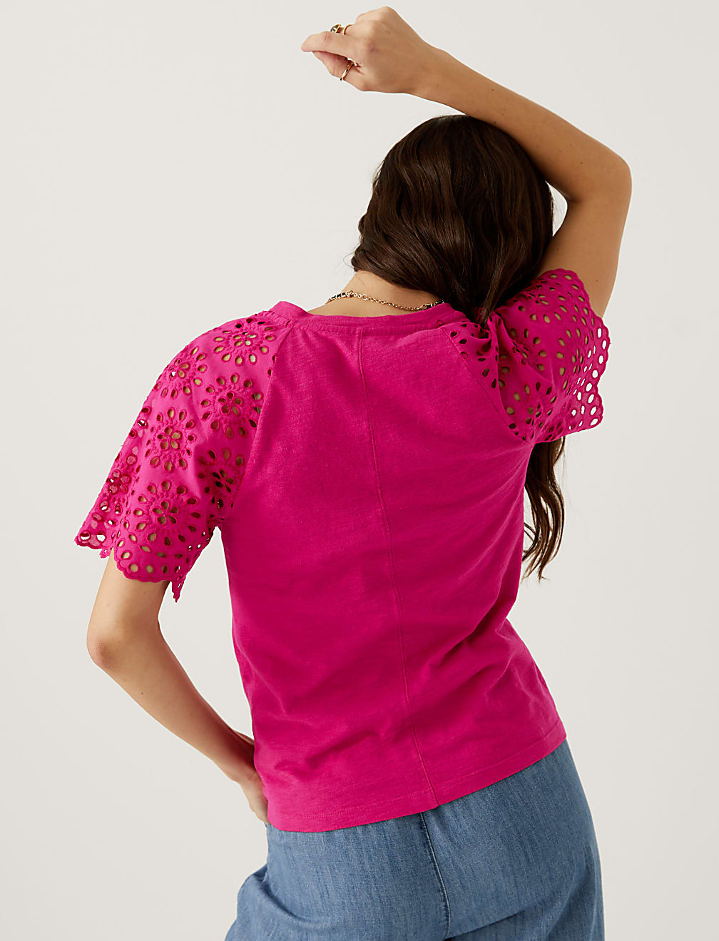 Pure Cotton Broderie Detail T-Shirt