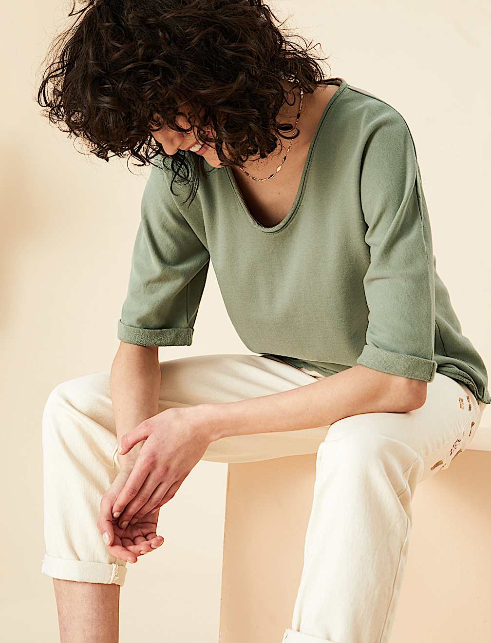 Pure Cotton Scoop Neck Sweatshirt