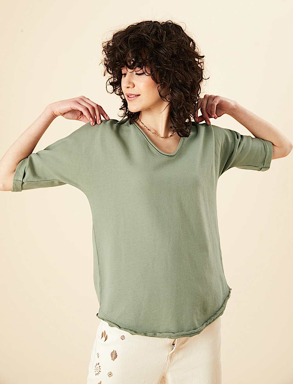 Pure Cotton Scoop Neck Sweatshirt