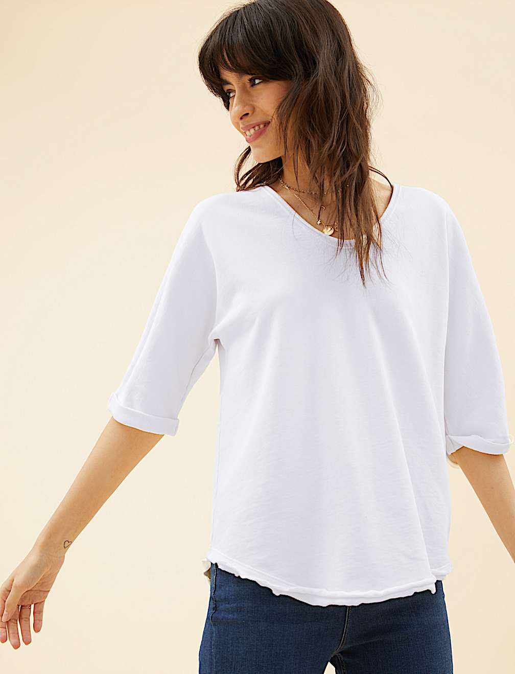 Pure Cotton Scoop Neck Sweatshirt