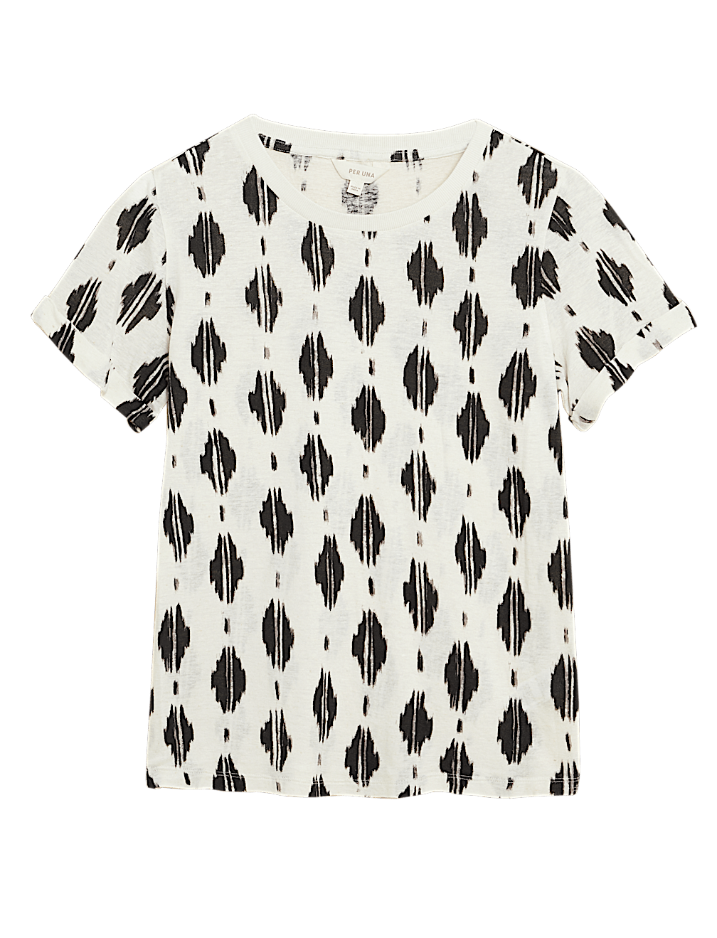 Linen Blend Geometric Short Sleeve T-Shirt