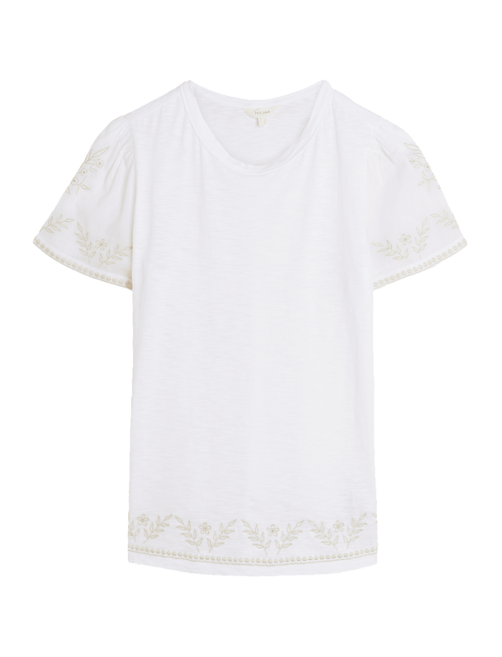 Pure Cotton Embroidered Crew Neck T-Shirt